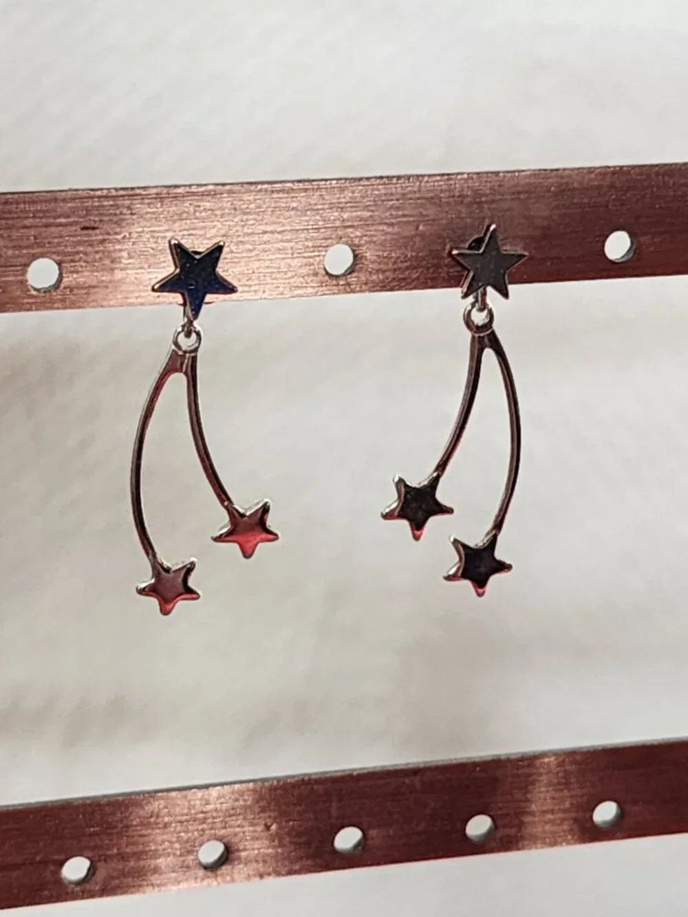 Avon Vintage Silver Tone Double Shooting Star Dangle with Star Stud Earrings